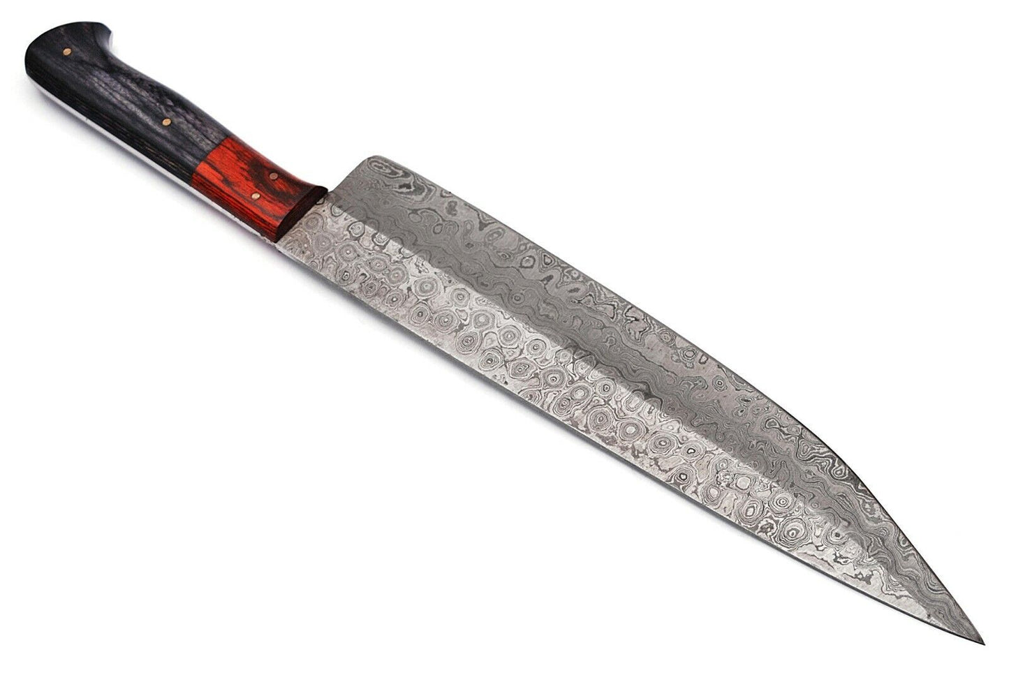 15" Handmade Damascus Steel Chef Knife – Custom Kitchen Knife with 10" Blade & Color Wood Handle
