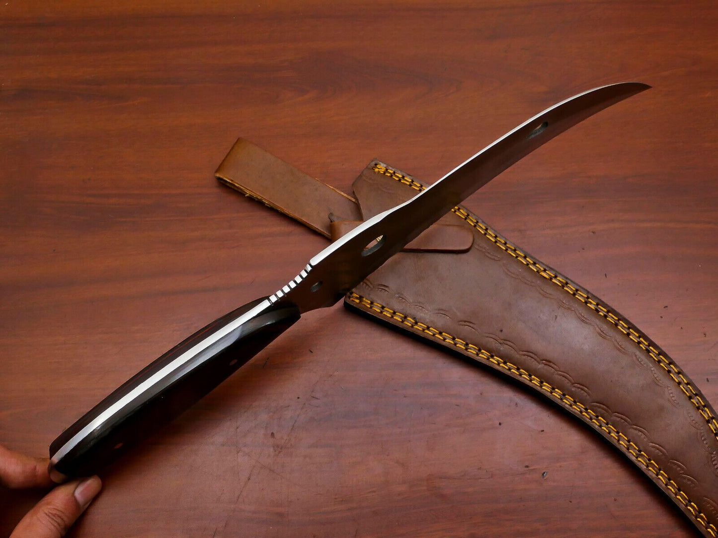 Sentinel 12-Inch D2 Steel Full Tang Bowie Hunting Knife with Premium Wood Handle