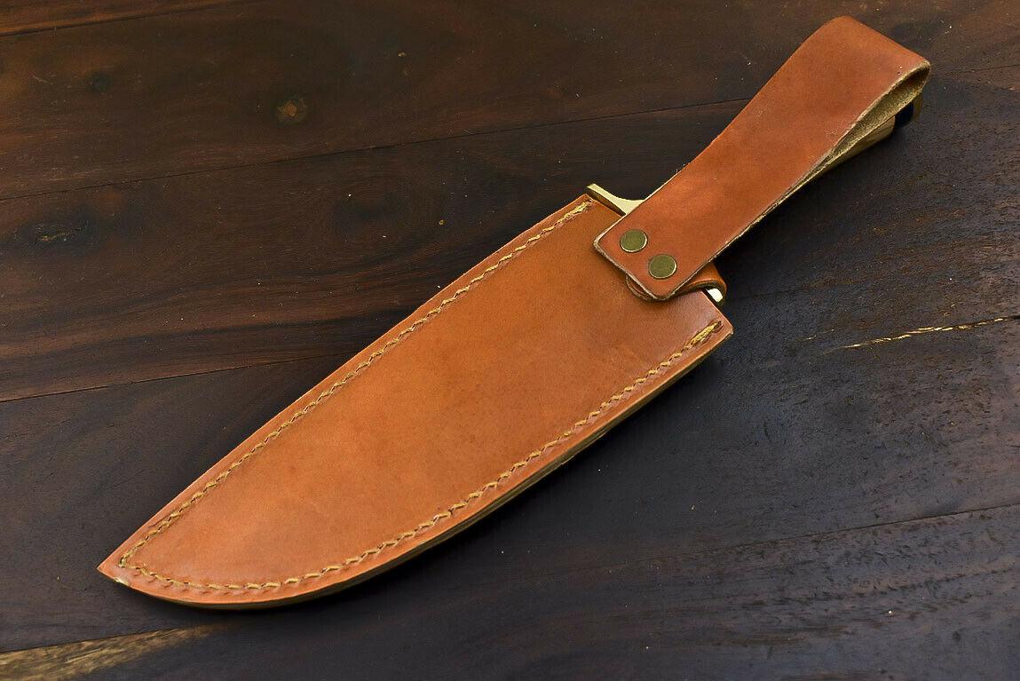 12.5" Damascus Steel Wildlife Bowie Knife with Olive Wood Handle