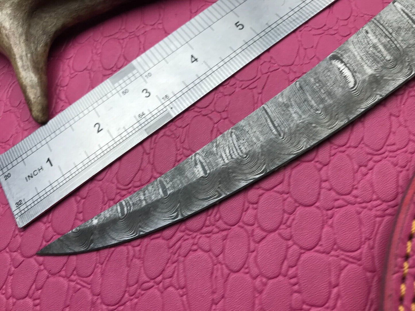 14" Handmade Damascus Skinner Knife Custom Fillet Knife with Leather Sheath