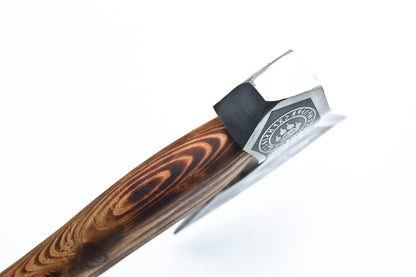 Handmade Etched High Carbon Steel Viking Axe with Leather Wrapped Ash Wood Handle and Sheath
