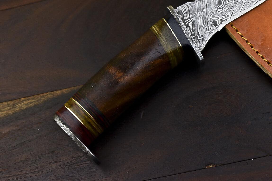 12 Inch Handmade Damascus Steel Bowie Knife with Walnut Wood Handle