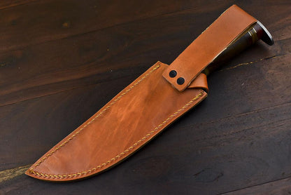 12 Inch Handmade Damascus Steel Bowie Knife with Walnut Wood Handle