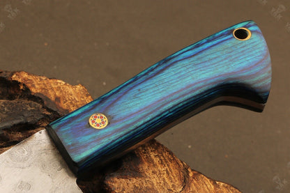 Heritage Forge TwistEdge 7 Inch Damascus Skinner Knife with  Wood Handle