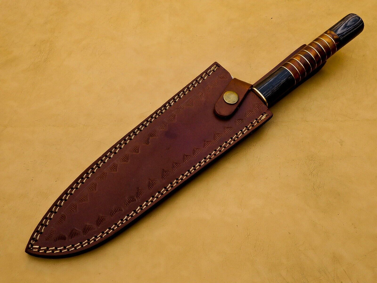 13'' Custom Handmade Chef Knife, Raindrop Pattern Damascus Steel