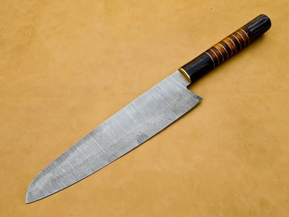 13'' Custom Handmade Chef Knife, Raindrop Pattern Damascus Steel