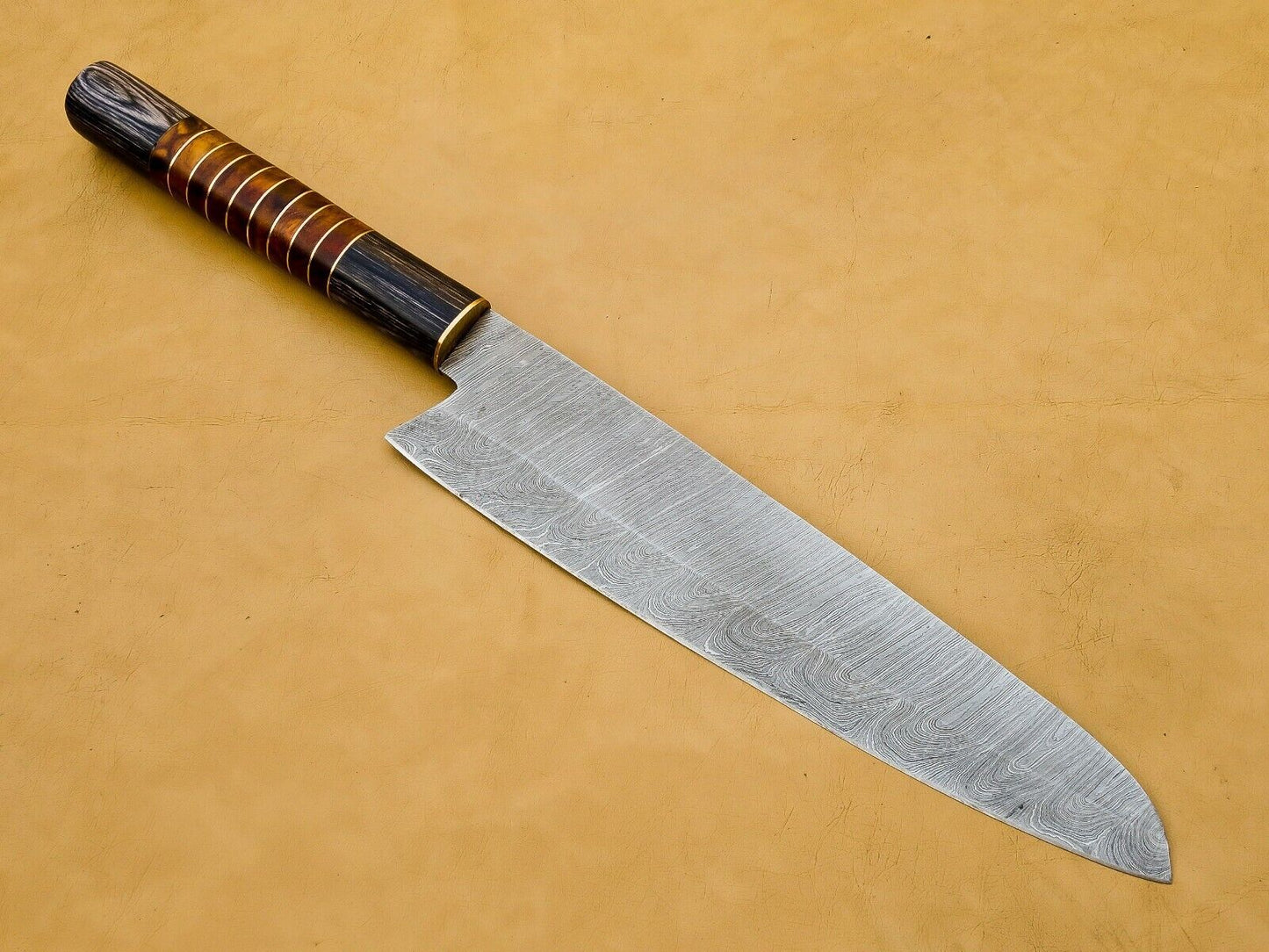 13'' Custom Handmade Chef Knife, Raindrop Pattern Damascus Steel