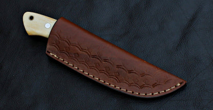 Custom Handmade Full Tang D2 Steel High Polish Skinner Knife | Hunting & EDC with Leather Sheath