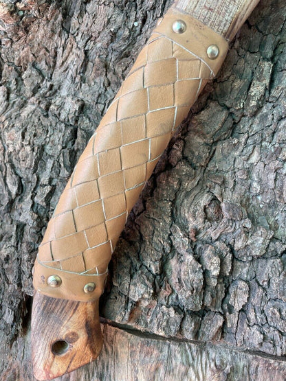 Custom Handmade Viking Axe – Bushcraft and Forest Hatchet with Leather Sheath