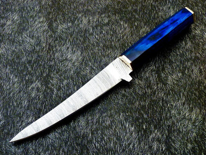 12" Handmade Damascus Steel Chef Knife – Custom Forged Kitchen Knife with Hardwood Handle and Brass Bolster