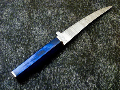 12" Handmade Damascus Steel Chef Knife – Custom Forged Kitchen Knife with Hardwood Handle and Brass Bolster