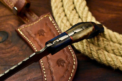 Handmade Damascus Karambit Full Tang Karambit Damascus Steel Knife With Ram’s Horn Handle