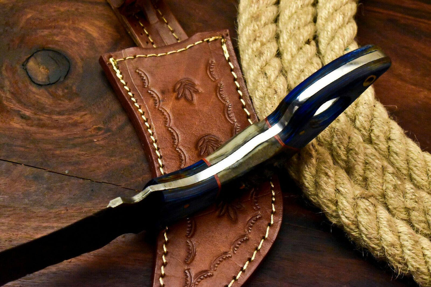 Handmade Damascus Karambit Full Tang Karambit Damascus Steel Knife With Ram’s Horn Handle