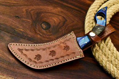 Handmade Damascus Karambit Full Tang Karambit Damascus Steel Knife With Ram’s Horn Handle