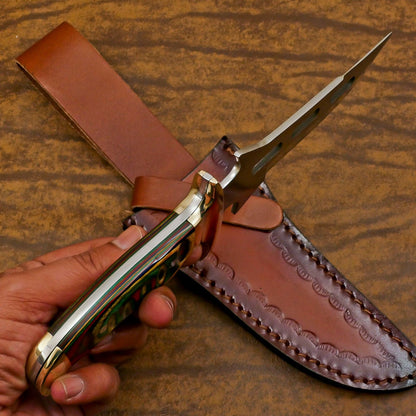 Handmade D2 Steel Full Tang Bowie Knife | 12" Hunting & Camping Blade