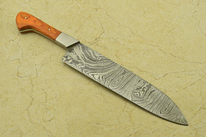 Custom Handmade Forged Damascus Steel Chef Kitchen Knife with Pakka Wood Handle – 11.75" Professional Cooking Knife