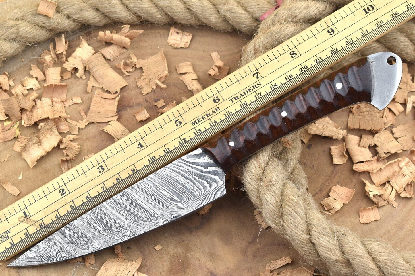 Custom Handmade Forged Damascus Steel Kitchen Chef Knife – Natural Rose Wood Handle