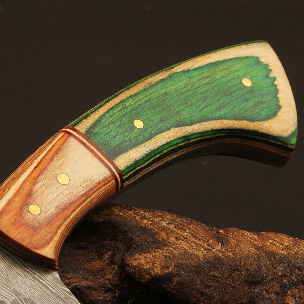 Heritage Forge Fire Damascus Steel Hunting Knife with Wood Handle