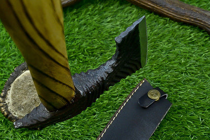 Handcrafted Viking Tomahawk Axe – Carbon Steel Blade with Rose Wood Handle and Leather Sheath, 14 Inch