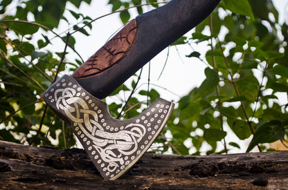 Custom Hand Forged Carbon Steel Viking Axe VALHALLA AXE Throwing Axe with Sheath