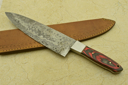 DAMASCUS STEEL CHEF KITCHEN KNIFE WITH WOOD HANDLE