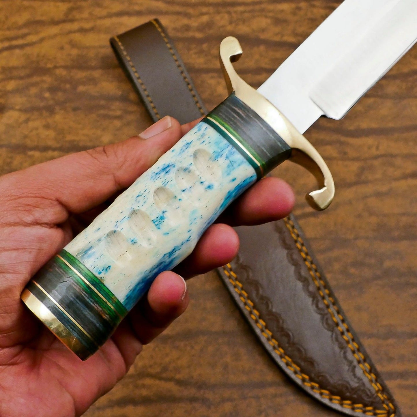 Custom Handmade 12 Inch D2 Steel Blade Hunting Bowie Outdoor Knife – Full Tang Survival Blade