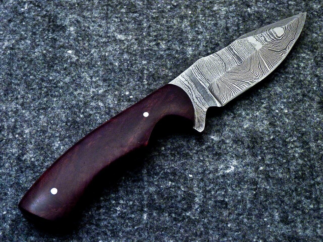 9.0" Custom Damascus Bowie Knife with Natural Wood Handle & Sheath