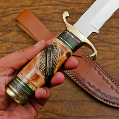Handmade D2 Steel Bowie Knife | Hunting & Outdoor Fixed Blade 12"