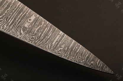 13.5" Custom Hand Forged Fire Damascus Steel Santoku Chef Knife – Stained Camel Bone & Wood Handle