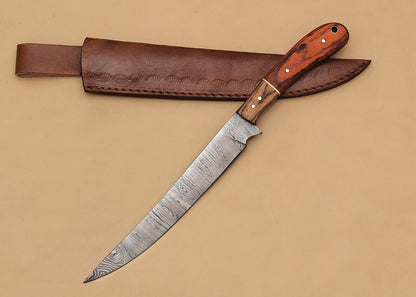 Damascus Steel Kitchen Chef Fillet Knife with Pakka Wood Handle