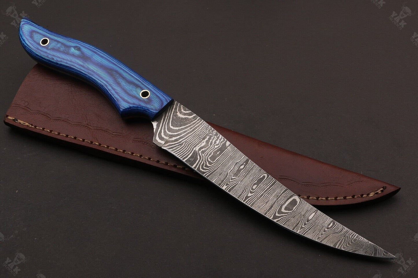 13" Custom Handmade Damascus Fillet Knife Custom Fillet Knife With Pakka Wood Handle