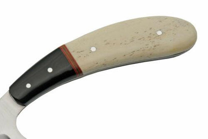 8" Full Tang Hunting Skinner Knife Stainless Steel White Bone & Buffalo Horn Handle with Leather Sheath