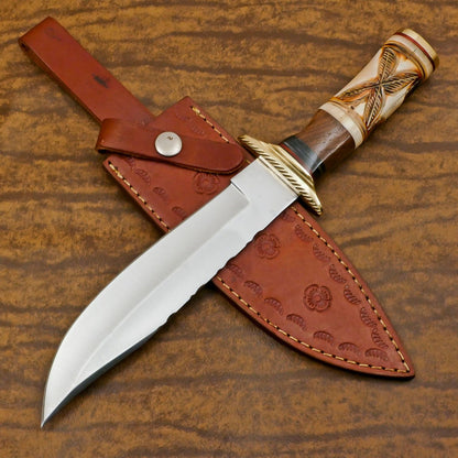 Custom Handmade D2 Steel Bowie Knife | Hunting & Camping Fixed Blade 12"