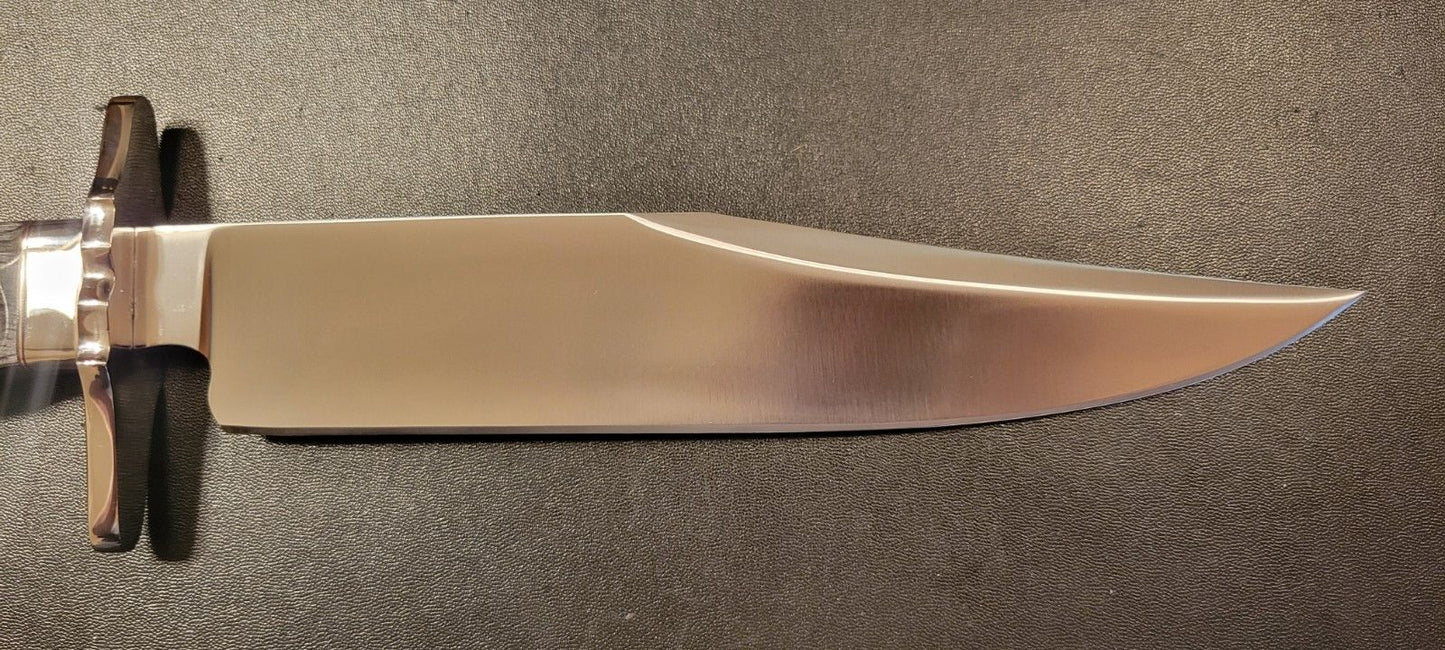 12 Inch Rare Custom D2 Tool Steel Bowie Knife with Exotic Wood Handle & Leather Sheath