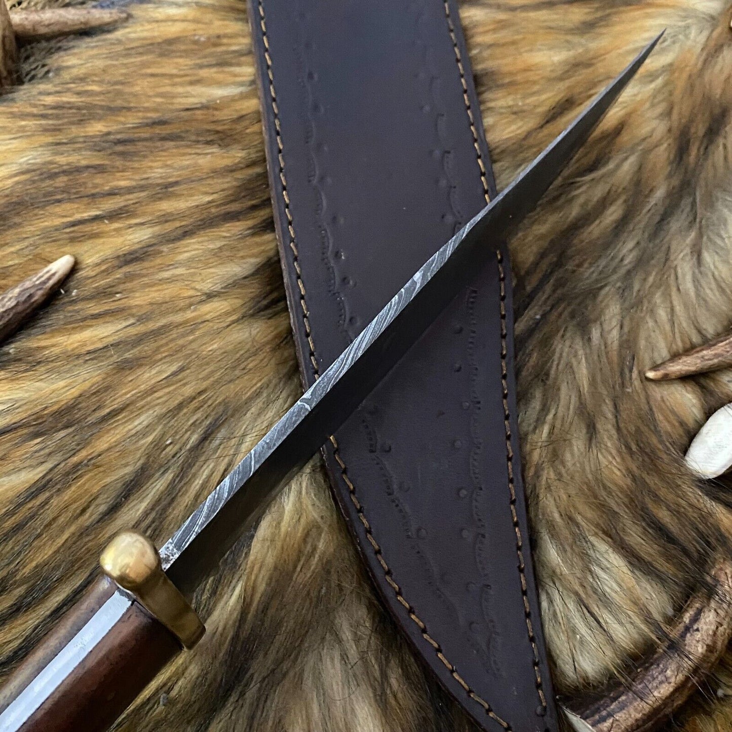 Heritage Forge Full Tang Damascus Steel Bowie Knife Rosewood Handle Hunting Blade