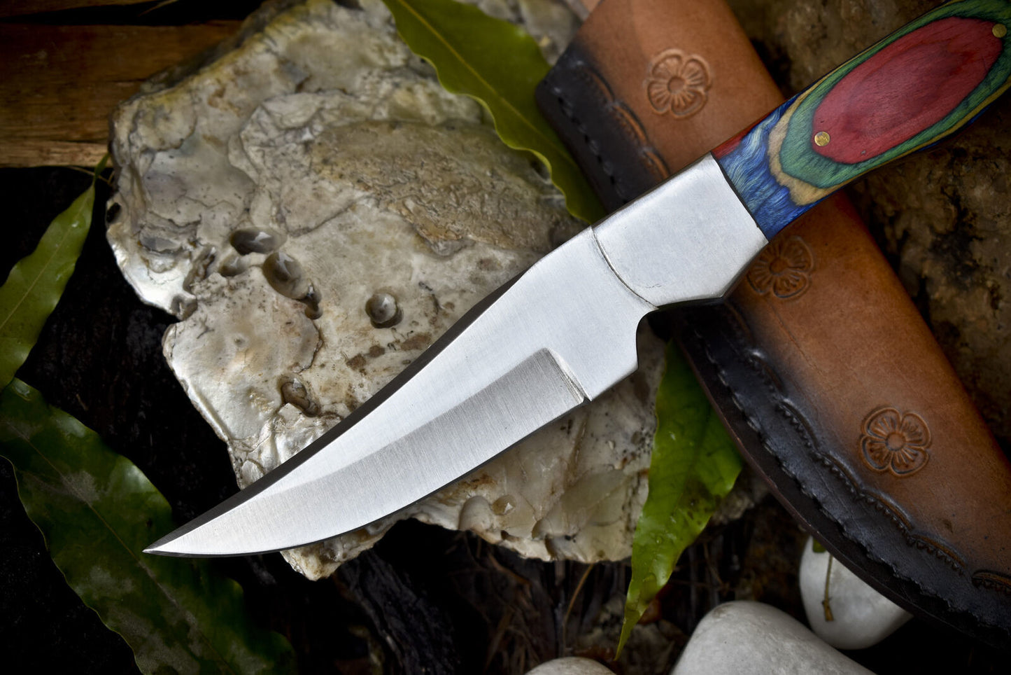9.5" Forged Skinner Knife | AUS-8 Steel Blade | Hardwood Handle with Steel Bolster