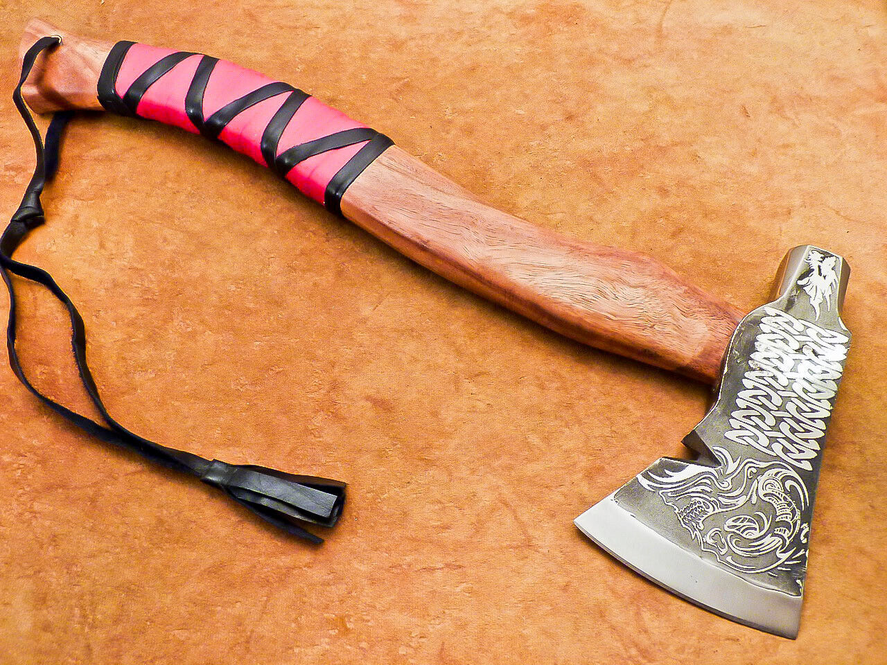 Hand Forged Carbon Steel Viking Bearded Hatchet Tomahawk Axe 18 Inch with Natural Wood Handle