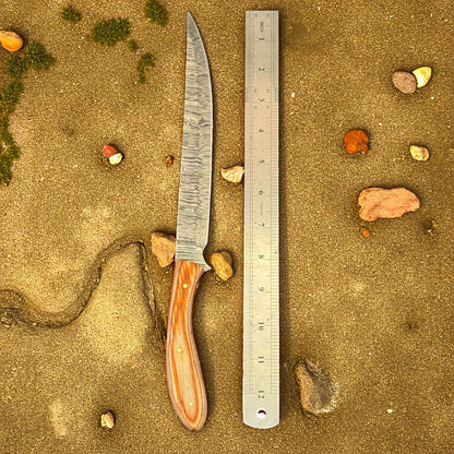 12" Damascus Fillet Knife & Damascus Steel Fillet Knife for Kitchen W/Sheath