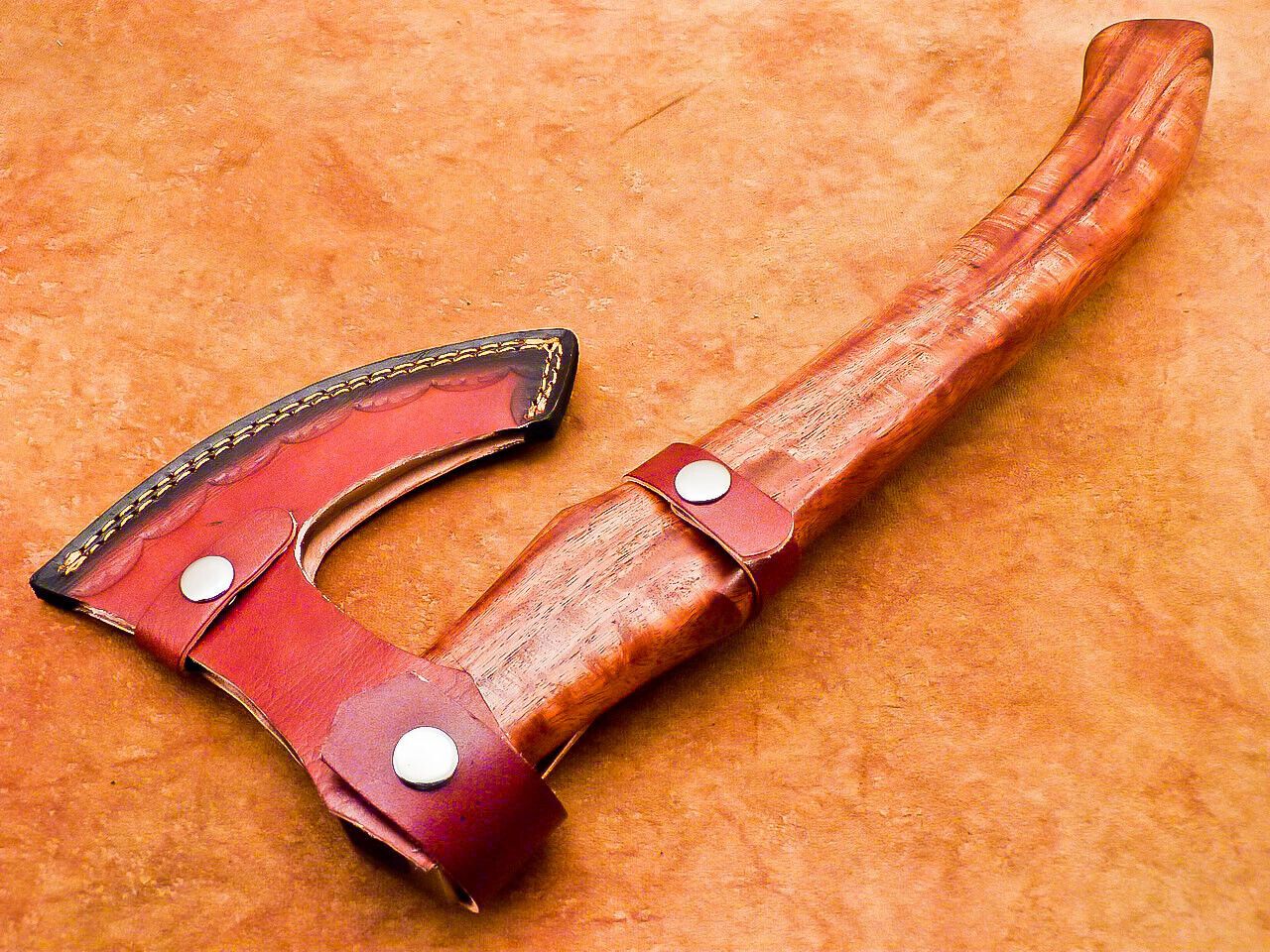 Custom Hand Forged Viking Bearded Steel Camping Hatchet Tomahawk Axe 16 Inch Natural Wood Handle