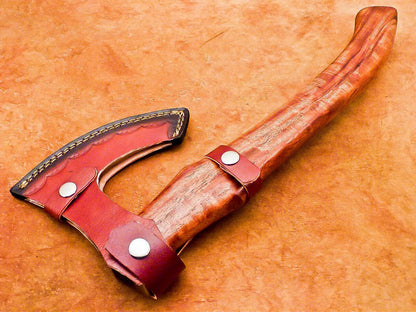 Custom Hand Forged Viking Bearded Steel Camping Hatchet Tomahawk Axe 16 Inch Natural Wood Handle