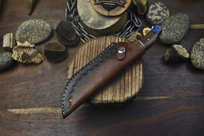 Twist Damascus Skinner Knife Walnut Wood Handle Micarta Bolster Custom Hunting Blade