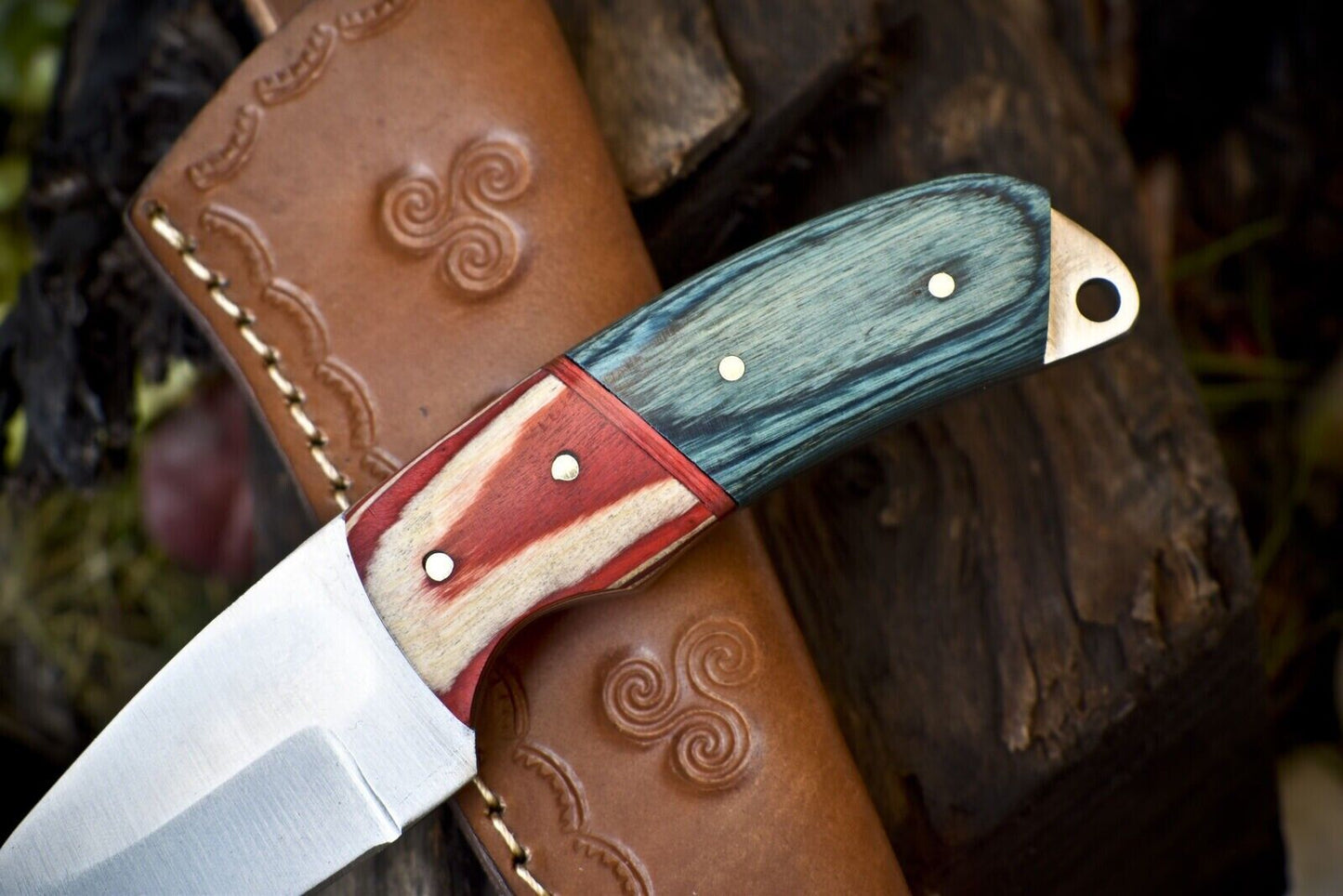 Handmade Skinner Knife with Gut Hook | AUS-8 Steel Walnut Wood Handle & Sheath
