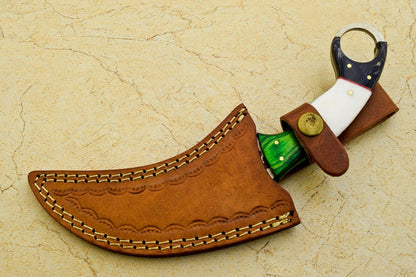 9" Custom Damascus Karambit Knife Karambit Damascus Steel Knife With Wood and Resin Handle