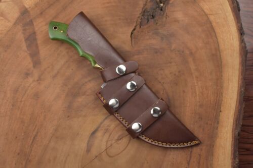 Handmade Damascus Steel Hunting & Camping Tracker Knife | Camel Bone & Brass Handle