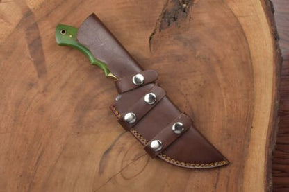 Handmade Damascus Steel Hunting & Camping Tracker Knife | Camel Bone & Brass Handle