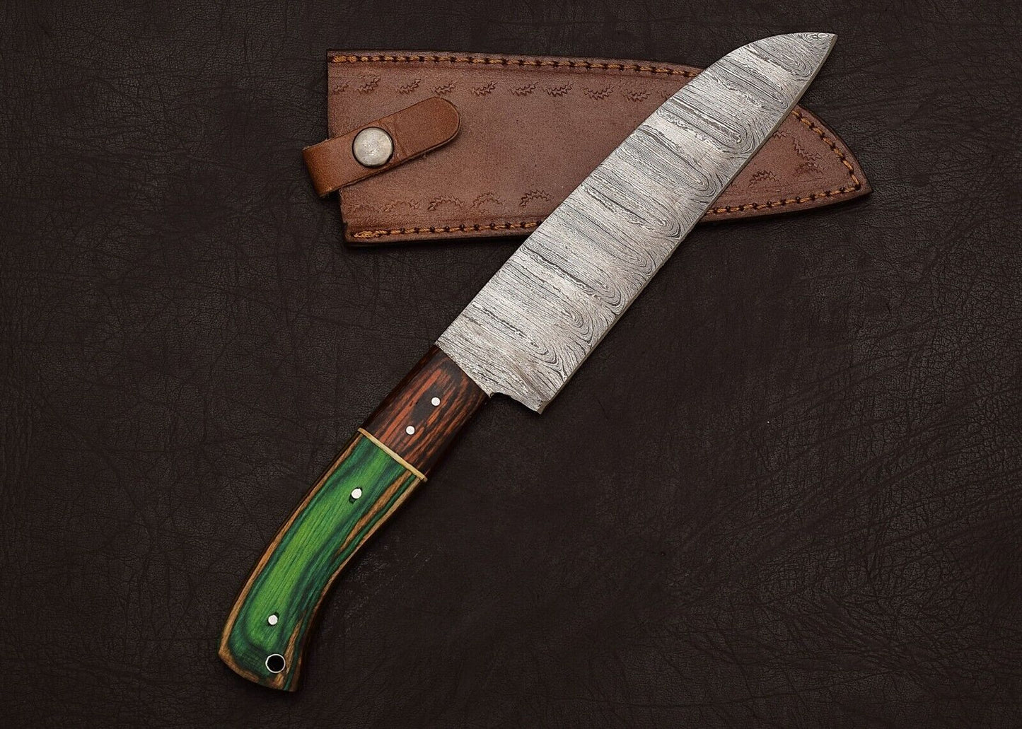 Handmade Damascus Steel 12" Chef Knife | Outdoor Hunting & Kitchen Knife with Pakka Wood Handle