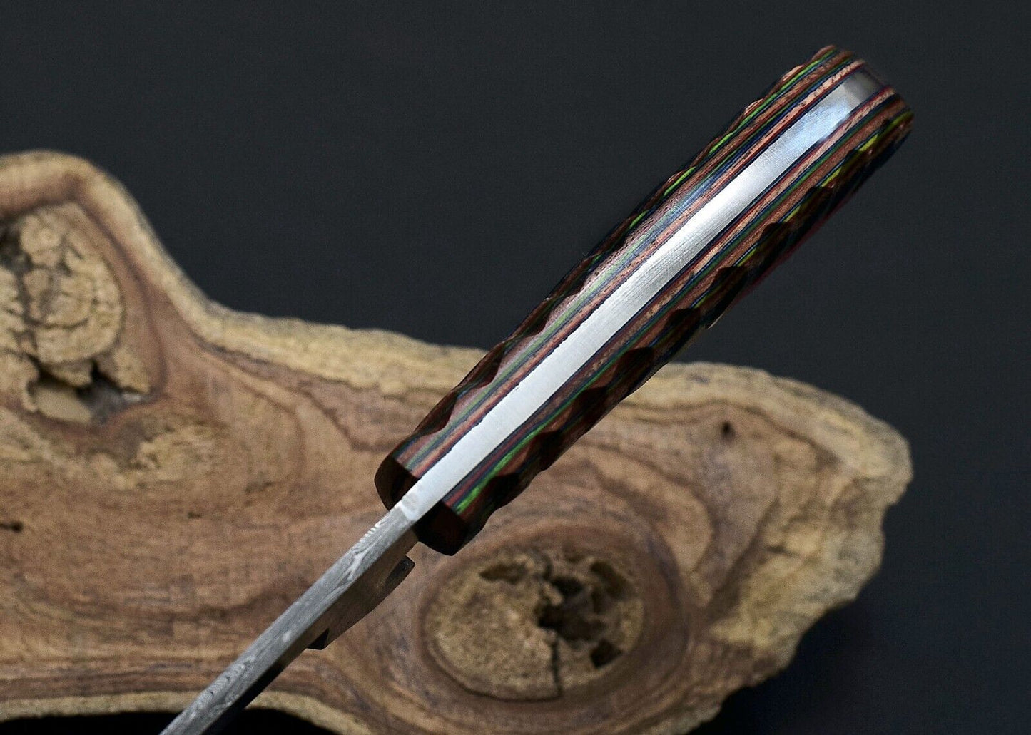 Hand Forged Damascus Steel Bull Cutter Knife Custom Cowboy Bull Cutter Knife with Dollar Sheet Handle