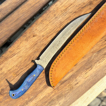 12" Handmade Damascus Fillet Knife with Sheath and Pakka Wood handle