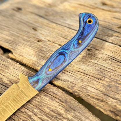 12" Handmade Damascus Fillet Knife with Sheath and Pakka Wood handle