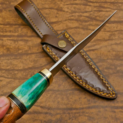 Handmade 12 Inch D2 Steel Bowie Camping Hunting Knife – Stained Bone Handle, Full Tang Survival Blade
